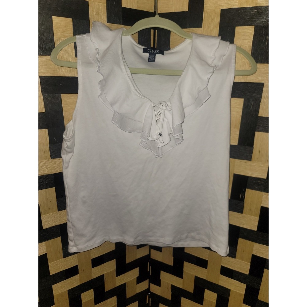Women's CHAPS Tank Top With Layered Collar Size XL PETITE Feminine Romantic